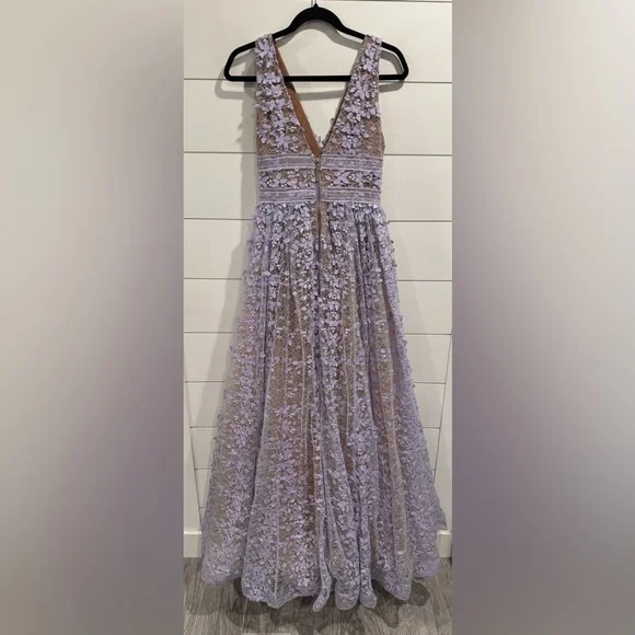 Bronx & Banco Purple Plunge Megan Floral Embroidered Lace Gown - Picture 9 of 10